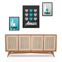 Ver imagem 1 de Set 3 Quadros Comer Beber Amar:moldura Branca