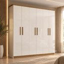 Ver imagem 1 de Guarda Roupa Casal Cover 6 Portas Off White/Nature - Móveis Henn