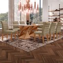 Ver imagem 1 de Mesa de Jantar 8 Lugares Genova com Vidro Cinamomo/Off White/Marrom Claro - Cel Móveis