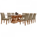 Ver imagem 2 de Mesa de Jantar 8 Lugares Genova com Vidro Cinamomo/Off White/Marrom Claro - Cel Móveis