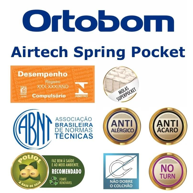 Colchão Casal ORTOBOM Ortobom Airtech Molas Ensacadas 25x138x188 - 5