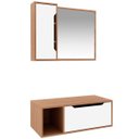 Ver imagem 1 de Kit Gabinete e Espelheira de Banheiro 80 Cm Karina Amêndoa/branco