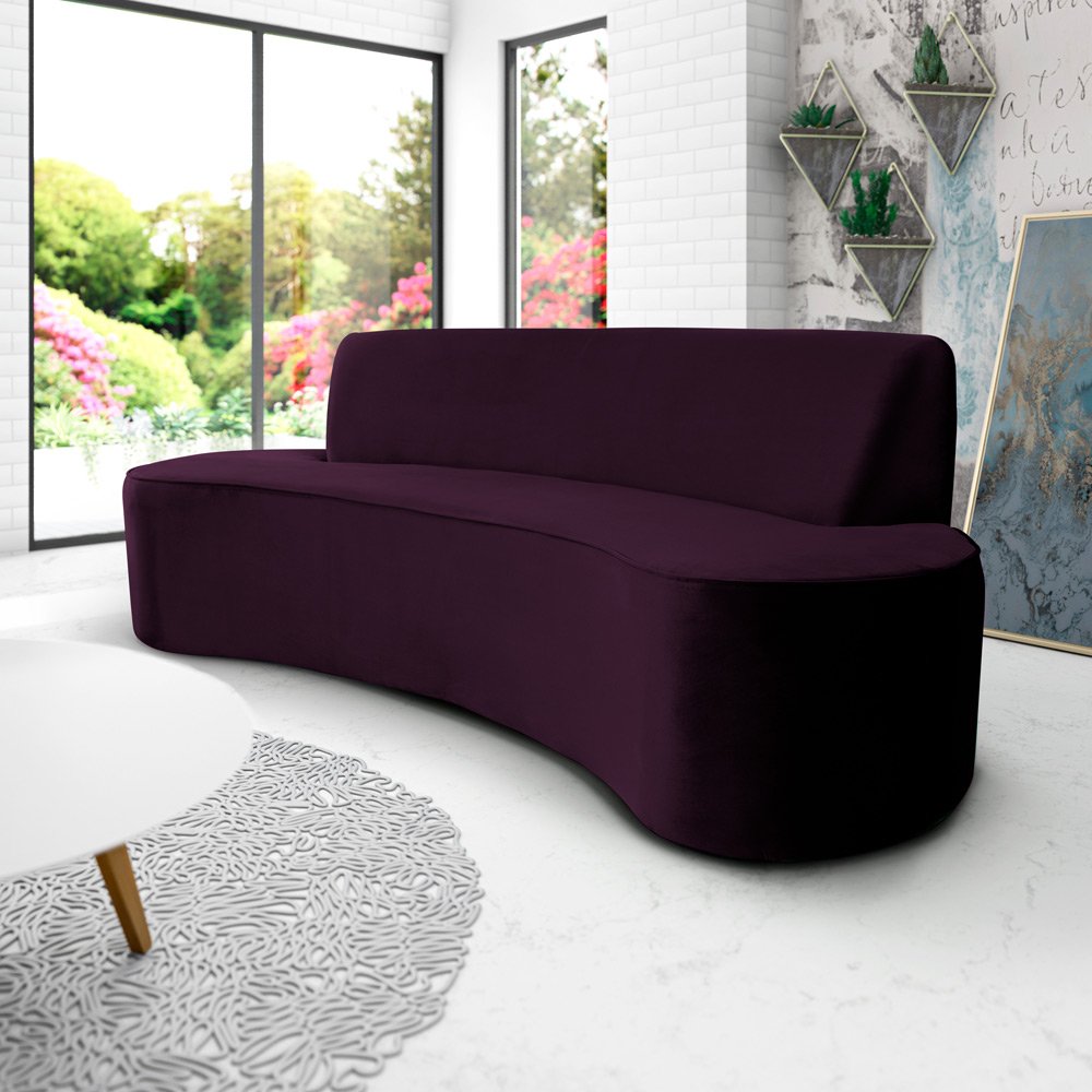 Sofá 03 Lugares 150 cm Mônaco Veludo Roxo - CasaePoltrona - 2