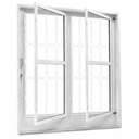 Ver imagem 1 de Porta de Correr Aço Branco 02 Folhas C/postigo e Grade Elo Gold