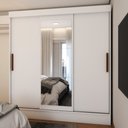 Ver imagem 1 de Guarda-roupa Solteiro Dallas 3 Portas de Correr 2 Gavetas Branco - Panorama Móveis