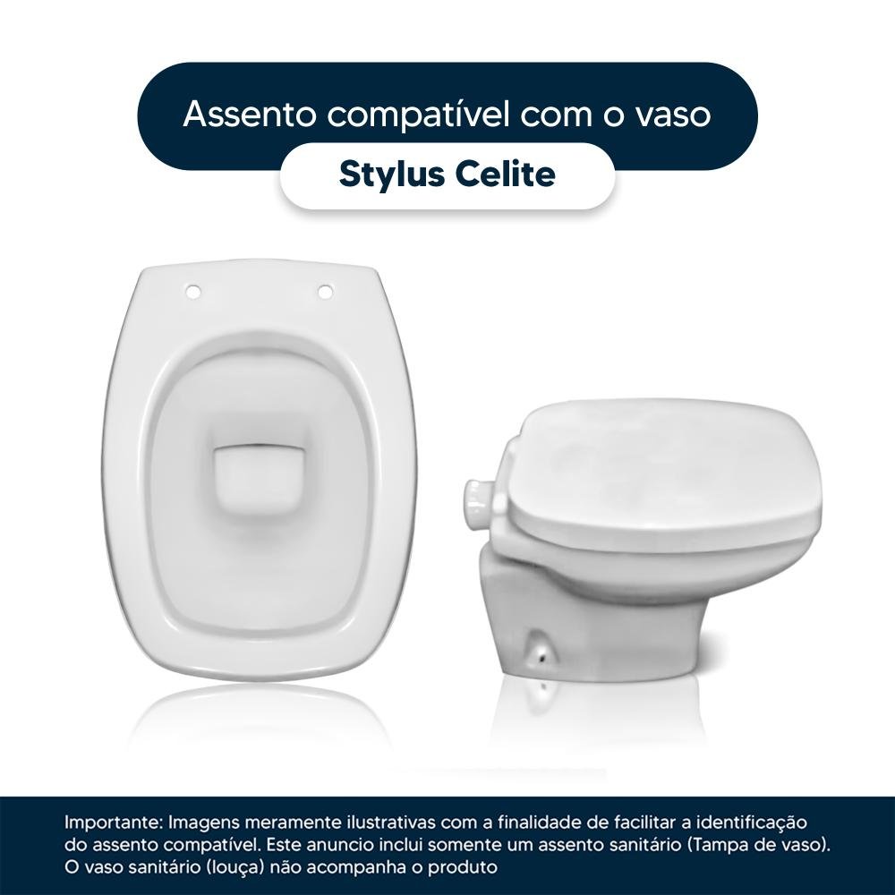 Assento Sanitário Soft Close Stylus Pergamon para Vaso Celite com Ferragem Dourada - 4