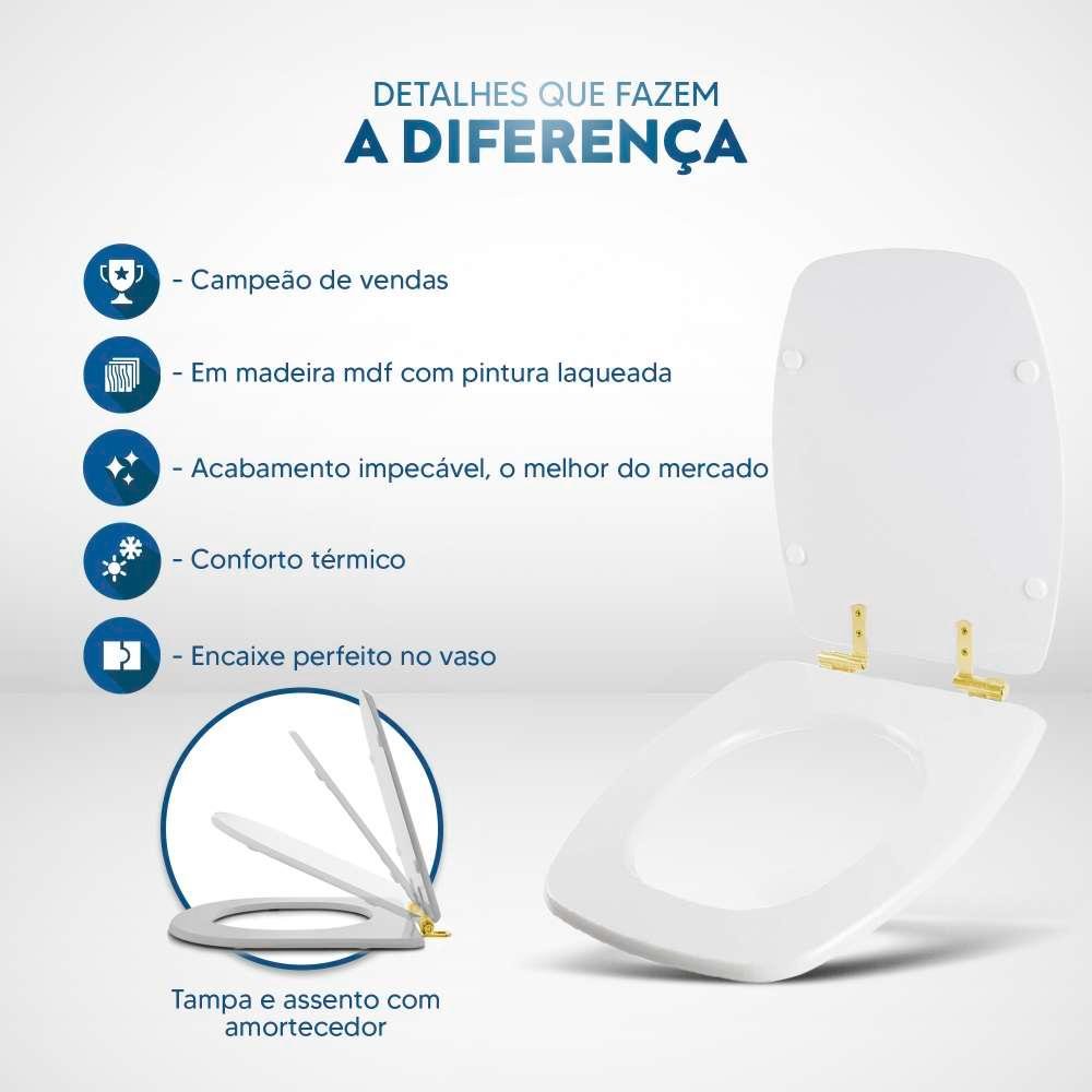 Assento Sanitário Soft Close Stylus Pergamon para Vaso Celite com Ferragem Dourada - 5