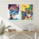 Ver imagem 2 de Kit 2 Quadros Infantis Crianças Mundo da Imaginação 33x24cm:madeira Branca