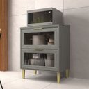 Ver imagem 3 de Balcão de Cozinha 70 Cm Domus 2 Gavetas com Vidro Silver - Hecol Móveis