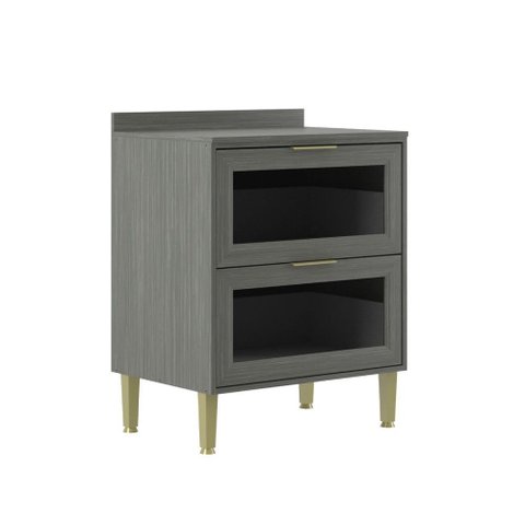 Balcão de Cozinha 70 Cm Domus 2 Gavetas com Vidro Silver - Hecol Móveis