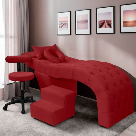 Kit Maca Estética Charme para Cílios + Mocho + Escada + Capa Veludo Cor:veludo Vermelho