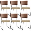 Ver imagem 1 de Kit 06 Cadeiras Decorativas Sala Jantar Allana L02 Couríssimo Marrom Linho Bege Escuro - Lyam