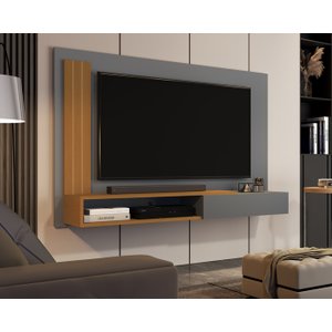 Painel Tv Smart Luxo até 55 P Math com Porta Cor Onix / Nature- Jm Casa Dos Moveis