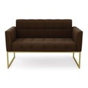Ver imagem 3 de Sofá Namoradeira Elisa Suede Base Metálica Industrial Dourada - D'Rossi Marrom