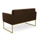 Ver imagem 4 de Sofá Namoradeira Elisa Suede Base Metálica Industrial Dourada - D'Rossi Marrom
