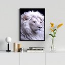 Ver imagem 1 de Quadro Decorativo Leão Branco 24x18cm - com Vidro:madeira Branca