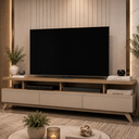 Ver imagem 3 de Rack para TV até 70 Polegadas com Espaço Organizador Vivare Wood 1,80 m - Branco/Acetinado