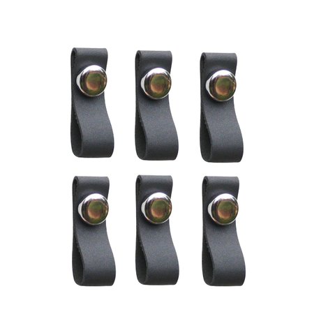 Kit 6 Puxadores Couro Cinza