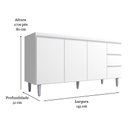 Ver imagem 2 de Balcão P Pia Andreia Branco 150cm 3 Portas 3 Gavetas Ajl