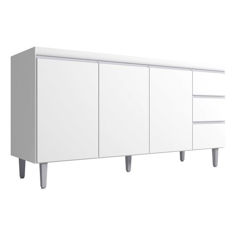 Balcão P Pia Andreia Branco 150cm 3 Portas 3 Gavetas Ajl