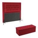Ver imagem 1 de Kit Cabeceira Decorativa Para Cama Box Antares e Calçadeira Sagitarius 140 Para Cama de Casal Sued V