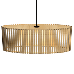 Luminária Pendente Zepelim Modelo Ripado -:MDF CRU - 3