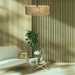 Luminária Pendente Zepelim Modelo Ripado -:MDF CRU - 4