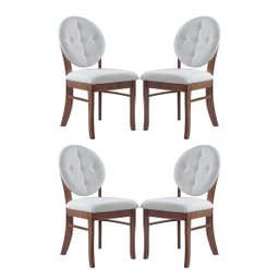 Kit 4 Cadeiras Mesa de Jantar Estofada 45x94 Cm Florence Madeira Maciça Linho Bege Cru L71 - RMI - 1