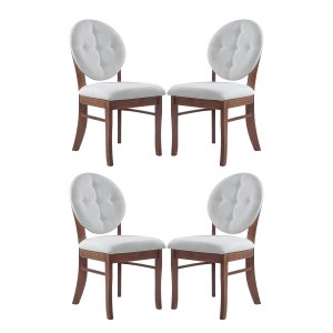 Kit 4 Cadeiras Mesa de Jantar Estofada 45x94 Cm Florence Madeira Maciça Linho Bege Cru L71 - RMI