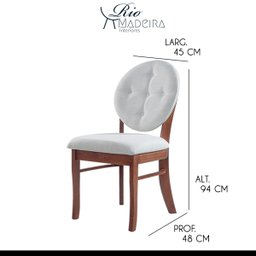 Kit 4 Cadeiras Mesa de Jantar Estofada 45x94 Cm Florence Madeira Maciça Linho Bege Cru L71 - RMI - 3