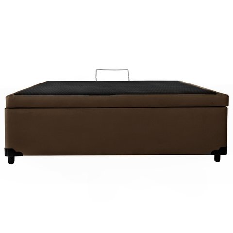 Cama Casal Baú Box Síntetico Marrom 138x188x41