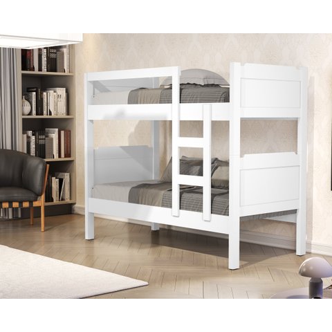 Beliche De Solteiro com Escada 100% MDF Star Várias Cores:‎ Branco