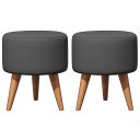 Ver imagem 1 de Kit 2 Puff Redondo Linho Sala Quarto Banqueta Pés Polipropileno - Cinza