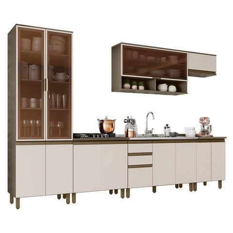 Cozinha Completa 6 Peças Connect Duna/cristal com Cristaleira - Móveis Henn