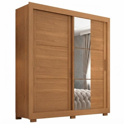Guarda Roupa Casal 2 Portas de Correr com Espelho Titan 196 cm Cinamomo Zanz
