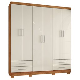 Guarda Roupa Casal 6 Portas 4 Gavetas Santiago Ll Cedro Areia - Saga Decor - 1