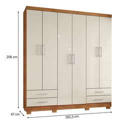 Guarda Roupa Casal 6 Portas 4 Gavetas Santiago Ll Cedro Areia - Saga Decor - 4