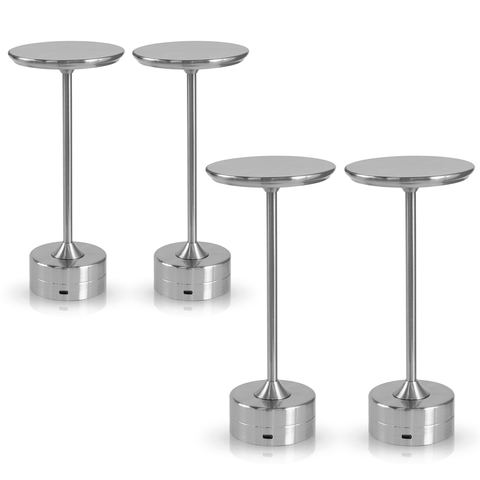 Kit 4x Luminária de Mesa Touch Candeeiro Led sem Fio Recarregável Grande - Prata