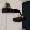 Ver imagem 4 de Suporte Nicho de Garrafa Vinho Adega de Parede 80cm: Preto