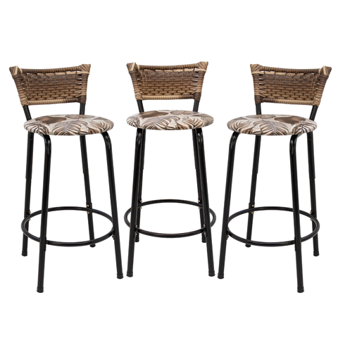Kit 3 Bancos para Bancada Cozinha Gourmet Junco Cappuccino Balcão Ilha Banqueta 60cm Itagold