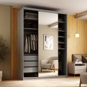 Ver imagem 1 de Guarda-Roupa Closet Solteiro 100% MDF 139cm com 1 Porta Espelho 3 Gavetas Sion Cinza/Urbi