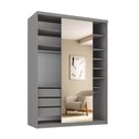 Ver imagem 2 de Guarda-Roupa Closet Solteiro 100% MDF 139cm com 1 Porta Espelho 3 Gavetas Sion Cinza/Urbi