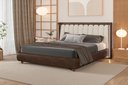 Ver imagem 1 de Cabeceira Queen com Led Mali Linho Off White - Nobuck Marron - Quale Quale