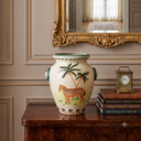 Ver imagem 2 de Vaso Decorativo Cerâmica Craquelada Pintado À Mão Zebra Coqueiros Leões 29cm Columbus Gold