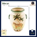 Ver imagem 3 de Vaso Decorativo Cerâmica Craquelada Pintado À Mão Zebra Coqueiros Leões 29cm Columbus Gold