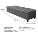 Ver imagem 3 de Kit Cabeceira e Calçadeira Baú Casal Everest P02 140cm Linho - Doce Sonho Móveis Chumbo