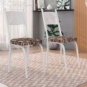 Ver imagem 2 de Kit 6 Cadeiras de Cozinha Virginia Estampado Mosaico Palha Pés de Ferro Branco - Pallazio