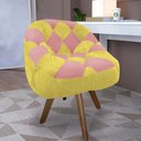 Ver imagem 1 de Poltrona Paloma Escritório Sala Giratória Madeira Suede Amarelo e Suede Rose - Dominic Decor