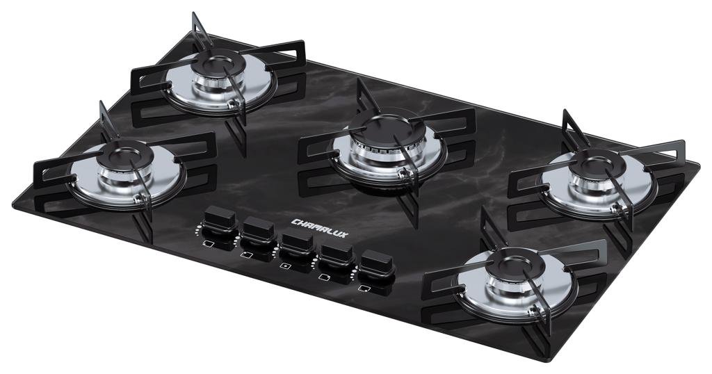 Cooktop 5 Bocas Bivolt Marmore Preto | Chamalux - 2