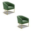 Ver imagem 2 de Cadeira Sala de Jantar Base Industrial Dourado Kit 2 Stella Suede D03 - D’Rossi
